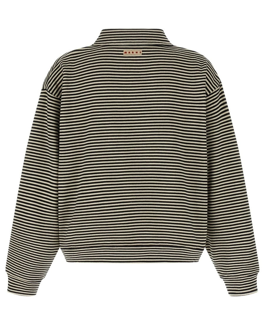 Marni Black Striped Polo Sweatshirt