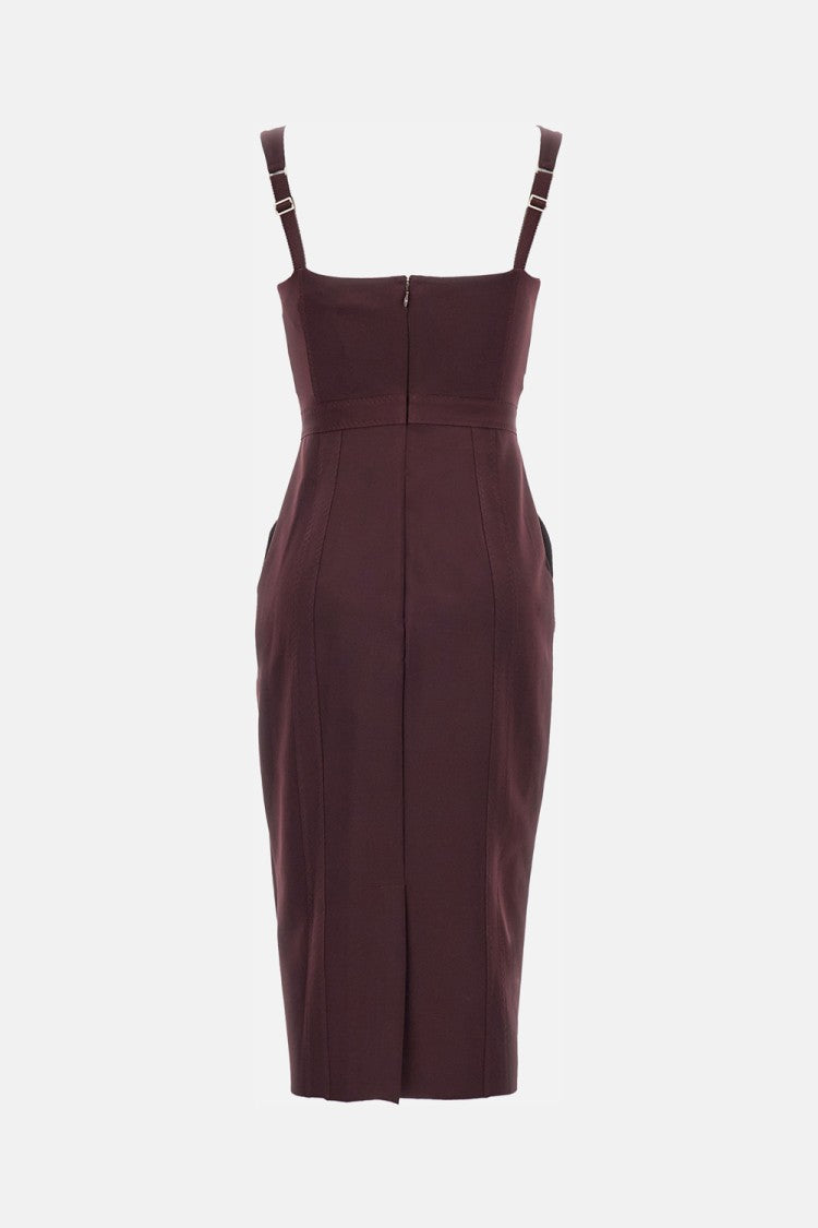 Elisabetta Franchi Fitted Midi Dress With Sweetheart Neckline