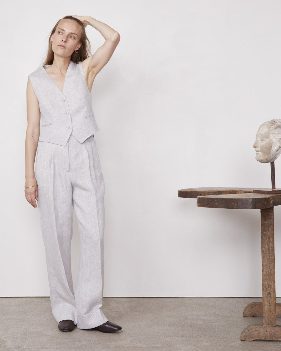 Officine Generale Tailored Beige Waistcoat With Adjustable Fit