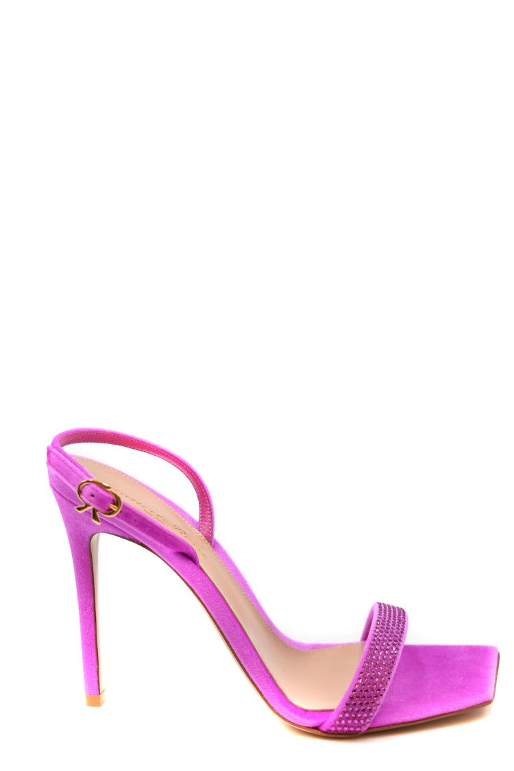 Gianvito Rossi Fuchsia Velvet Buckle-Strap Sandal