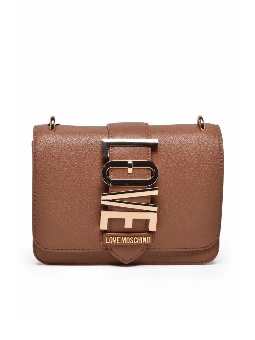 Love Moschino Crossbody Bag With Metallic Logo Plaque And Textured Finish