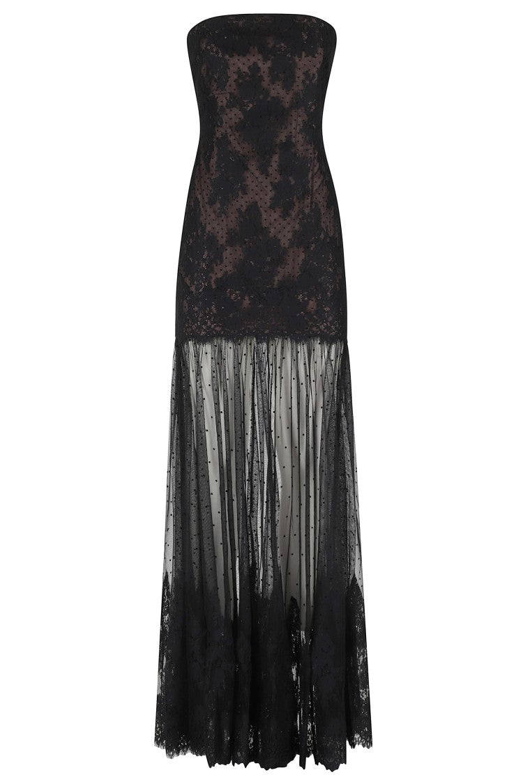 Retrofête Maxi Dress With Sweetheart Neckline And Lace Bustier