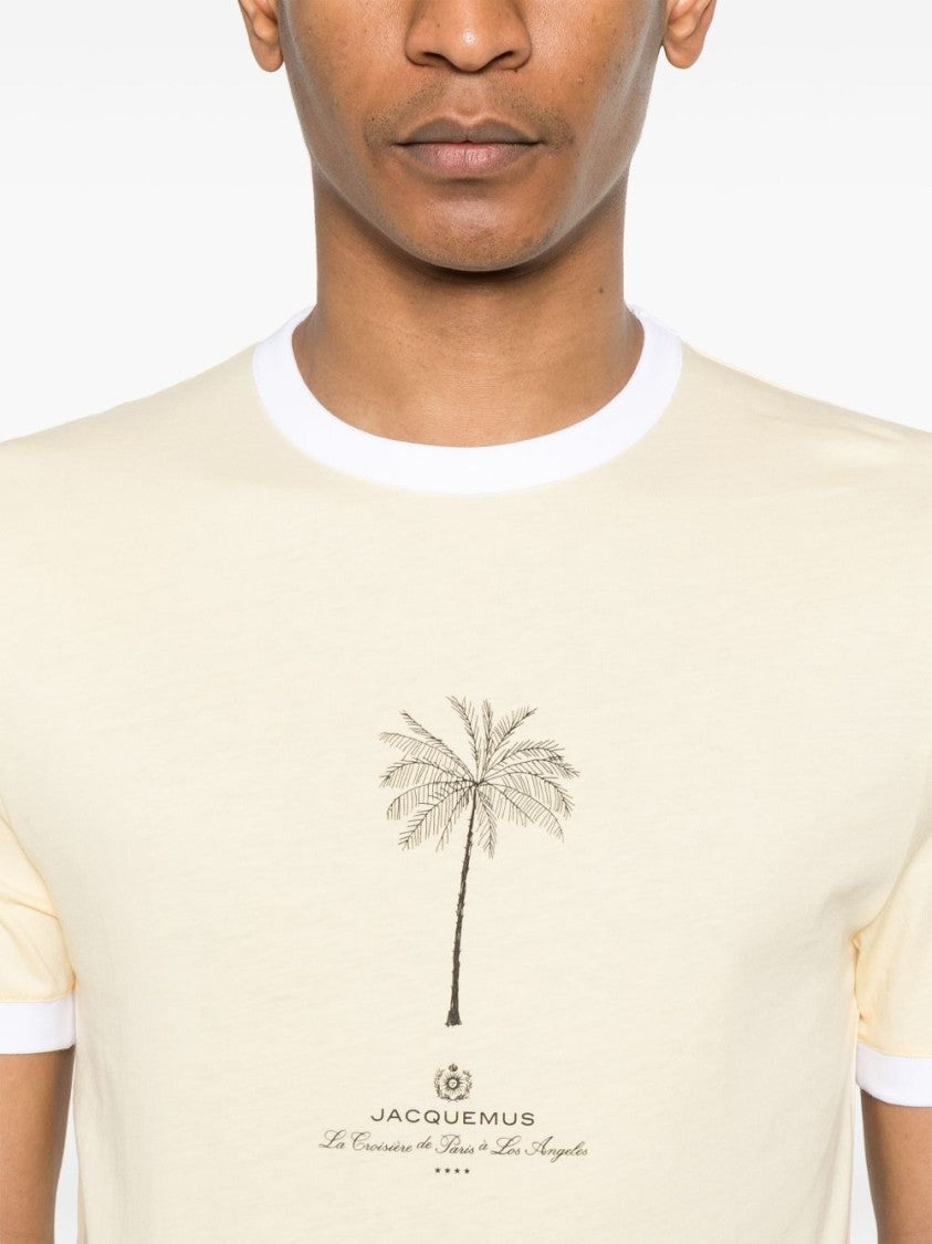 Jacquemus Beige Palm Tree Logo Contrast T-Shirt