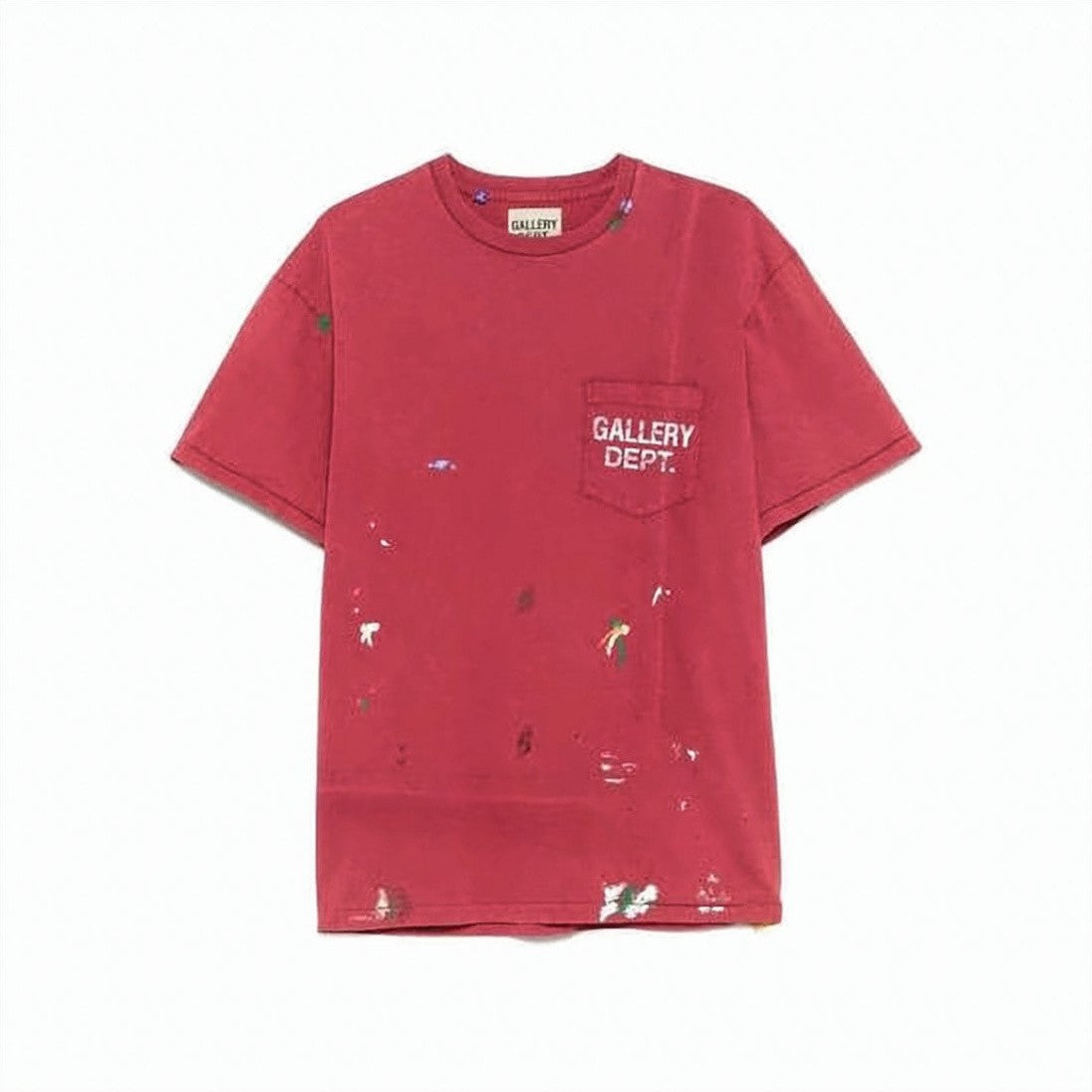 Gallery Dept. Worn Vintage-Inspired Red T-Shirt With Logo Pocket