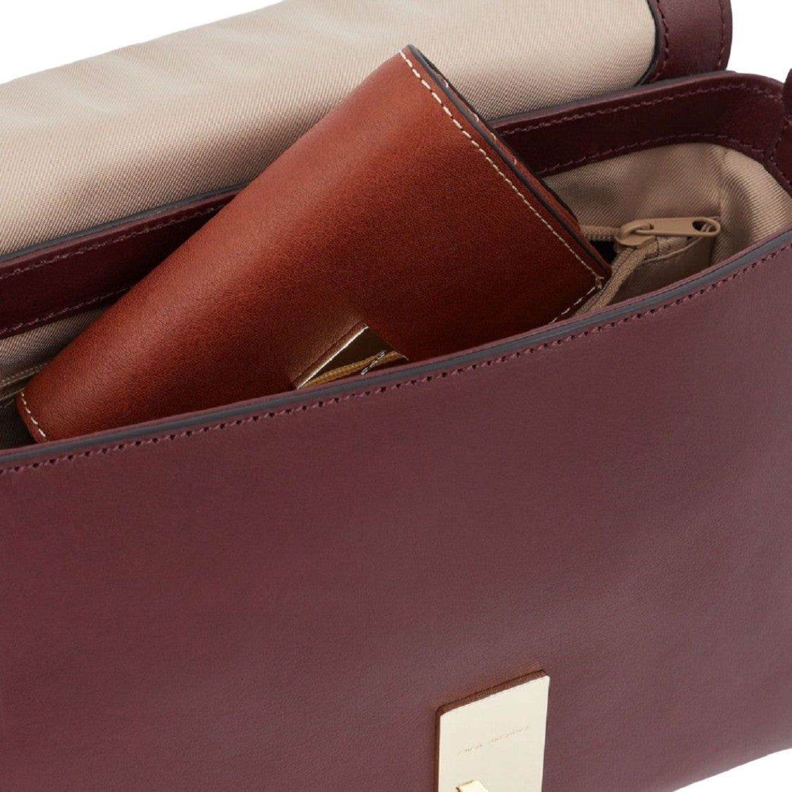 Piquadro Bordeaux Leather Shoulder Bag