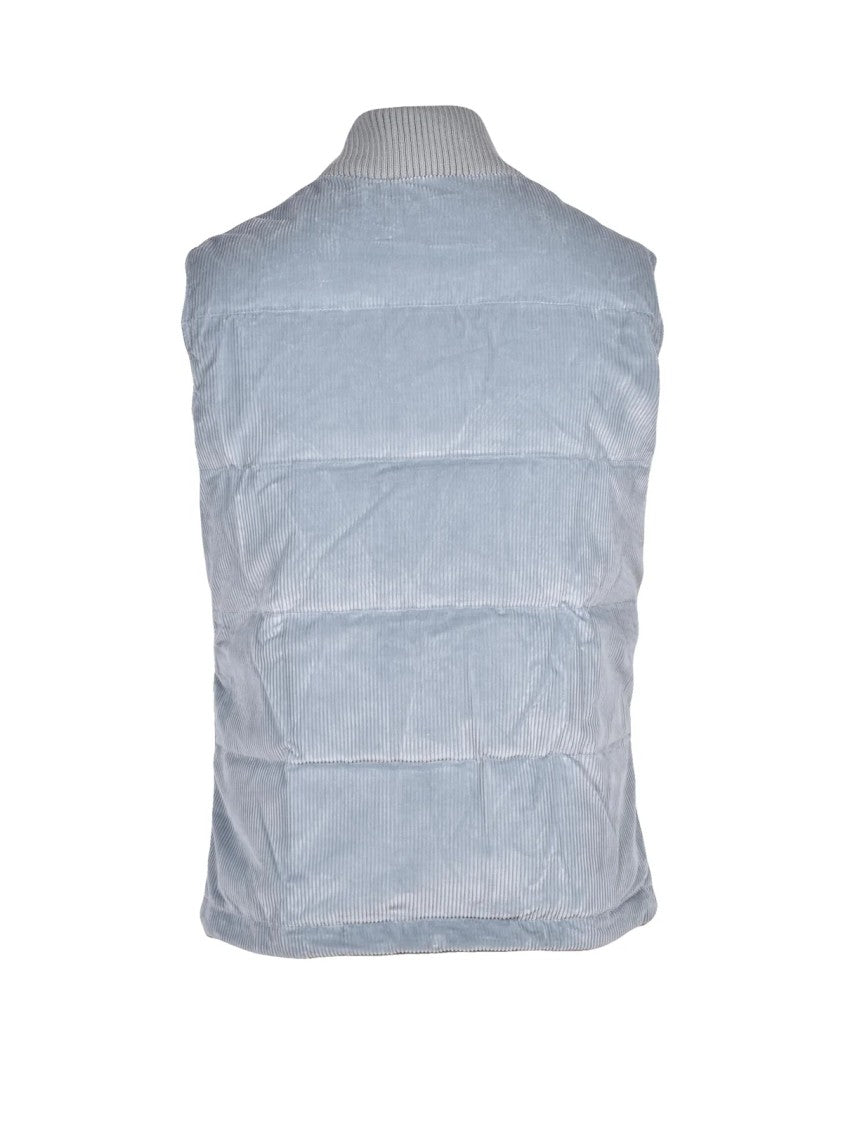 Eleventy Velvet Gilet With Down Filling And Zippered Pockets