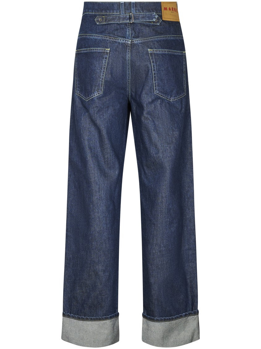 Marni Wide-Leg Casual Trousers With Cuffed Hem