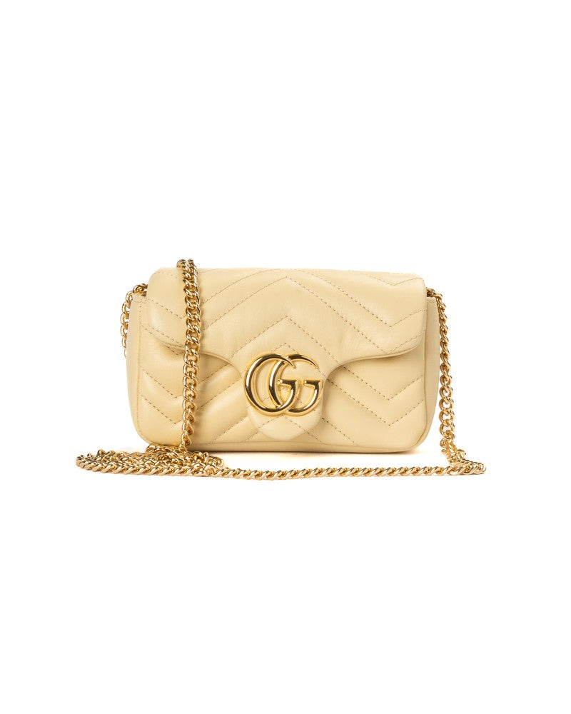 Gucci Yellow Matelassè Mini Marmont 16 Leather Shoulder Bag