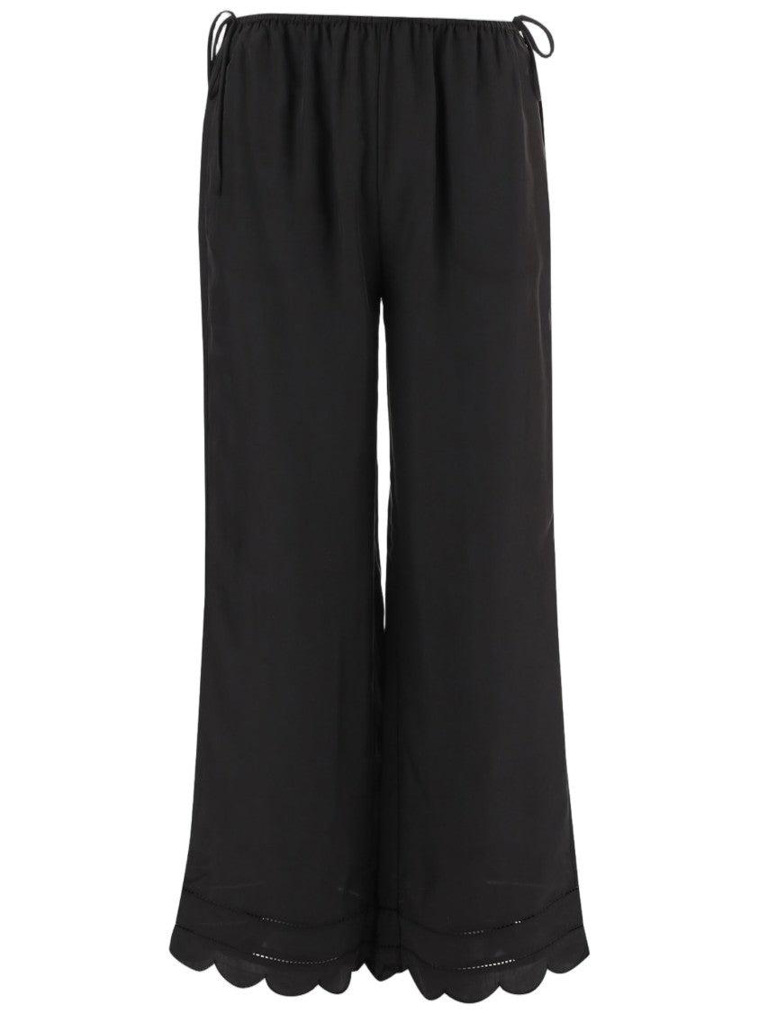 The Garment Wide-Leg Silk Pants With Wavy Hem And Adjustable Waist