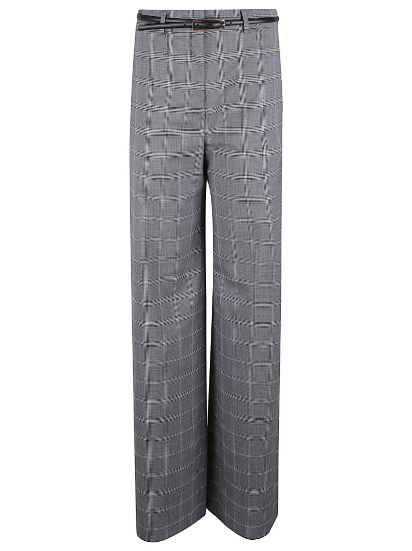 Max Mara Plaid Pattern Wide-Leg Trousers With High Waist