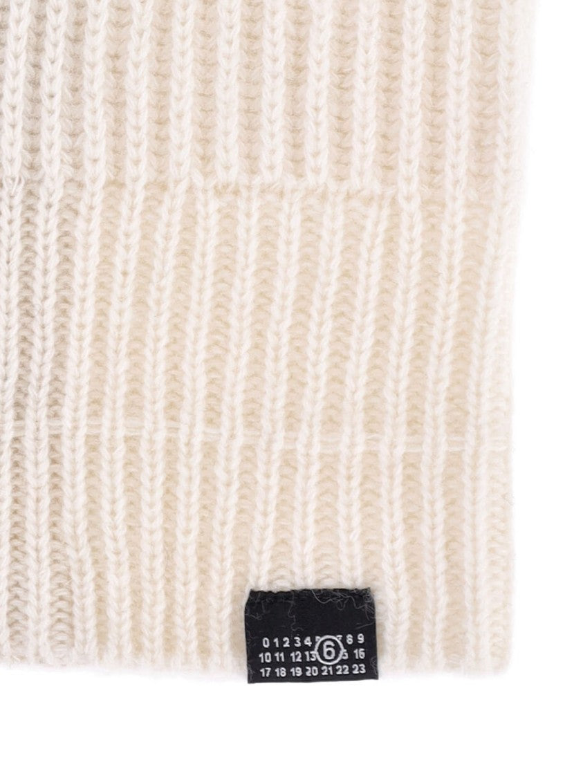 Mm6 By Maison Margiela Cream Zip Wool-Blend Scarf