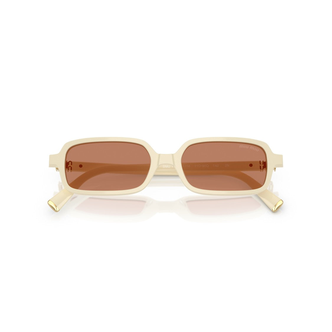 Miu Miu 0Mu 11Zs Cream Acetate Rectangular Sunglasses