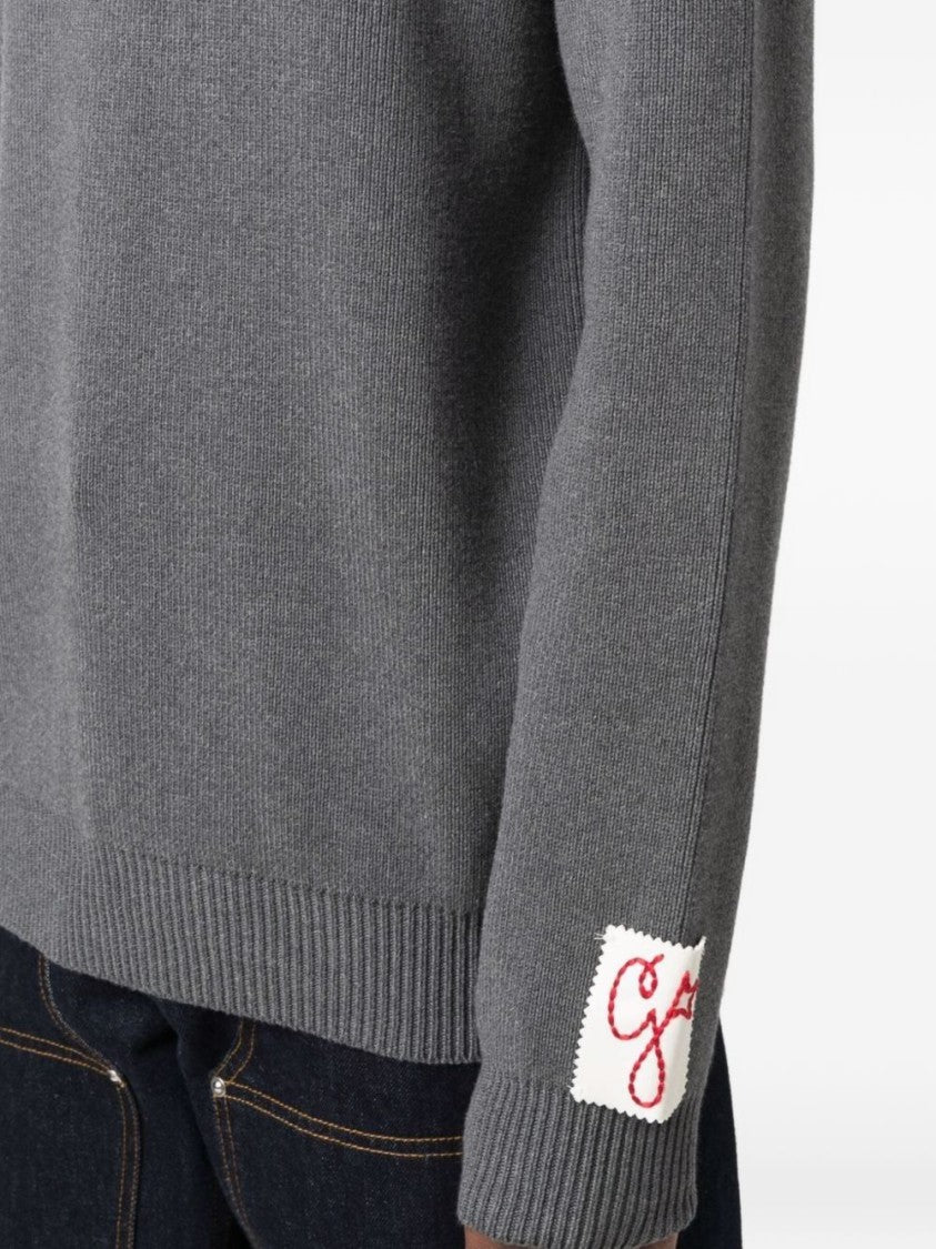 Golden Goose Grey Ribbed Finishes Cotton Sweater