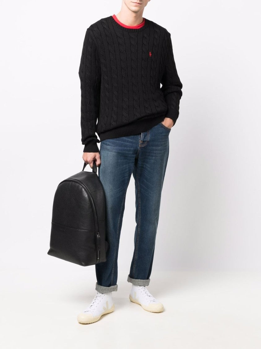 Polo Ralph Lauren Classic Cable-Knit Sweater With Ribbed Neckline