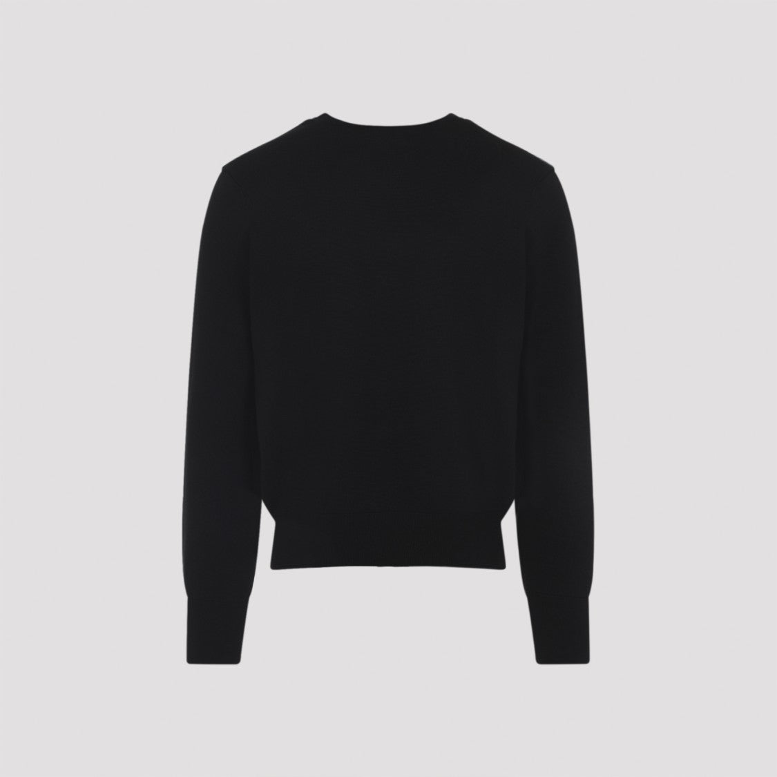 Ami Classic Black Wool Cardigan With V-Neckline