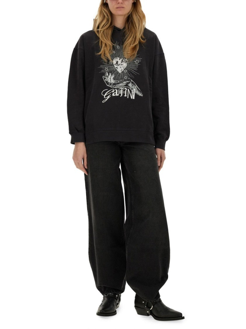 Ganni "Black Isoli Heart" Hoodie