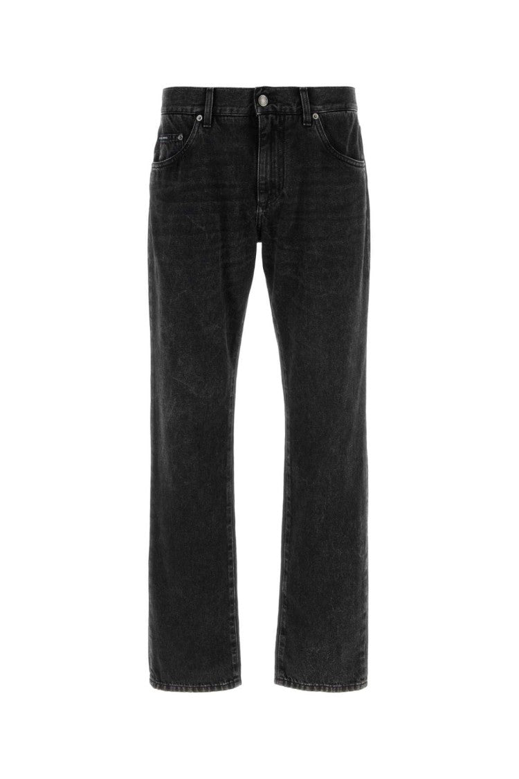 Dolce & Gabbana Straight-Leg Black Denim Jeans With Vintage Wash