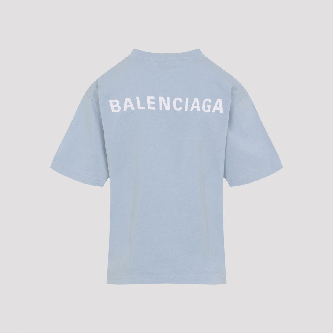Balenciaga Medium Fit Light Blue Cotton T-Shirt