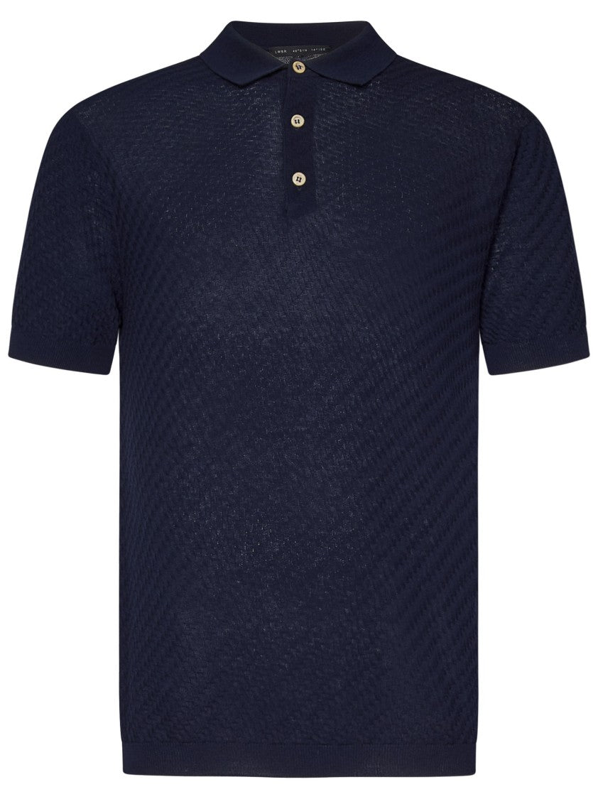 Low Brand Textured Knit Blue Polo Shirt