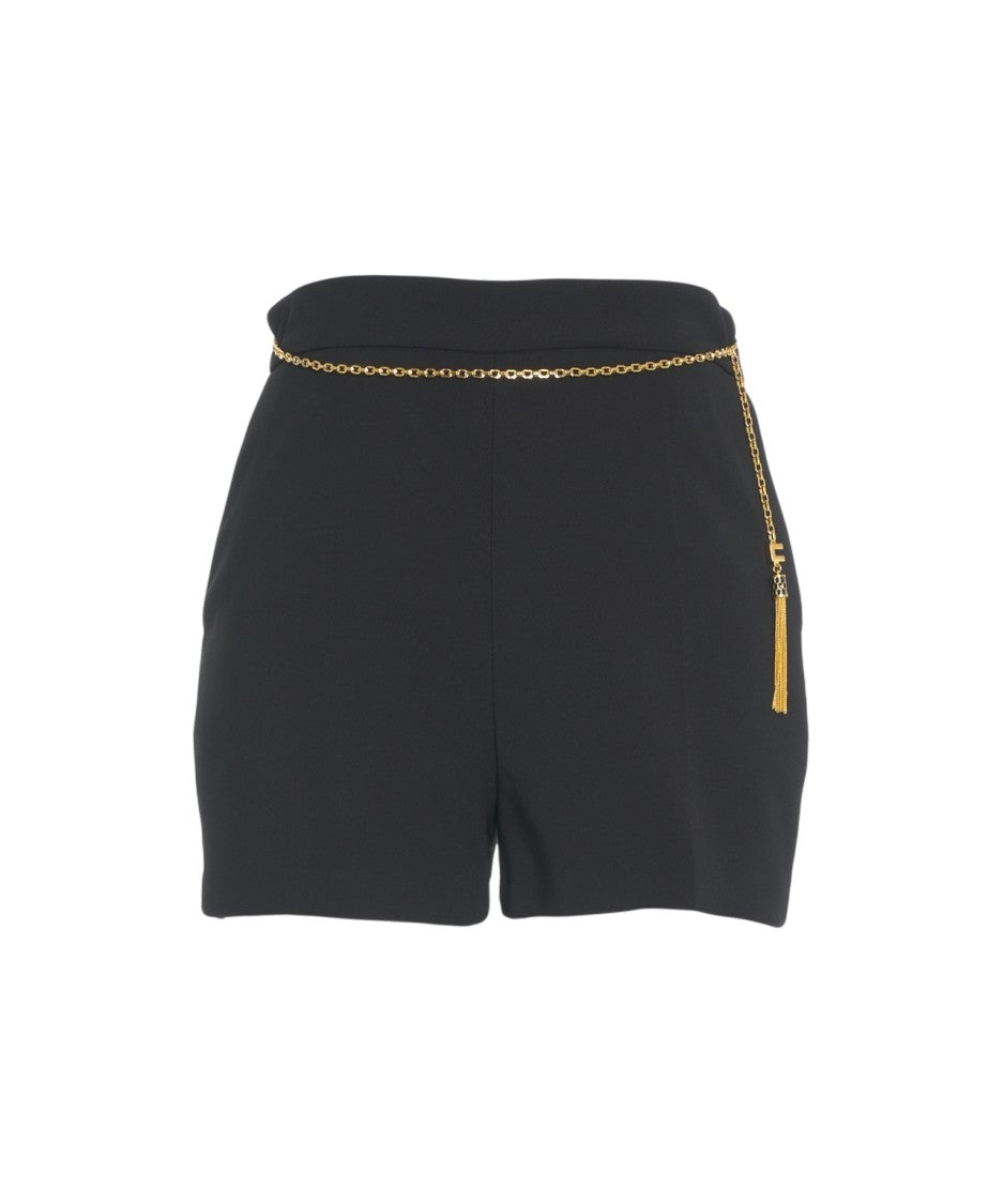 Elisabetta Franchi High-Waisted Bermudas With Gold Chain Detail