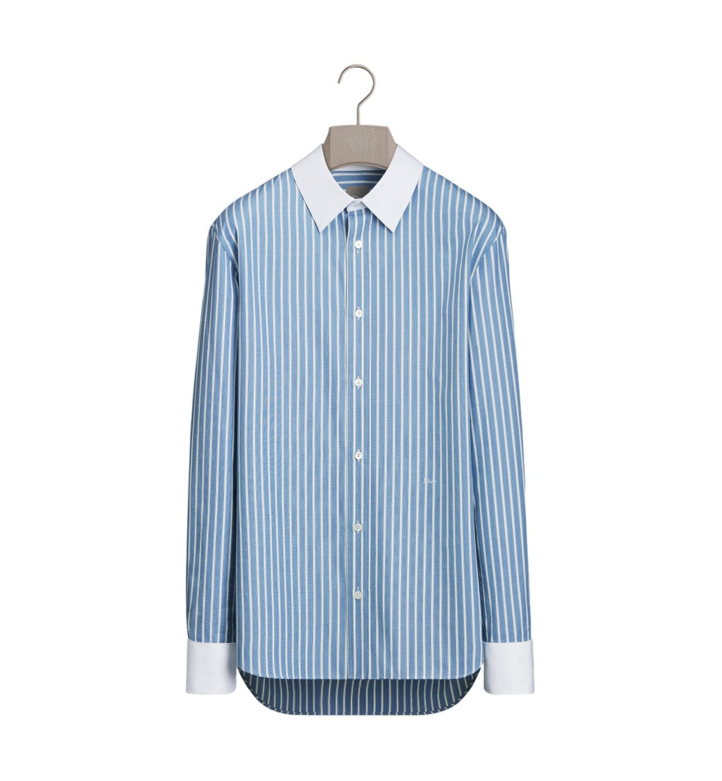 Christian Dior Striped Crisp White Collar Shirt