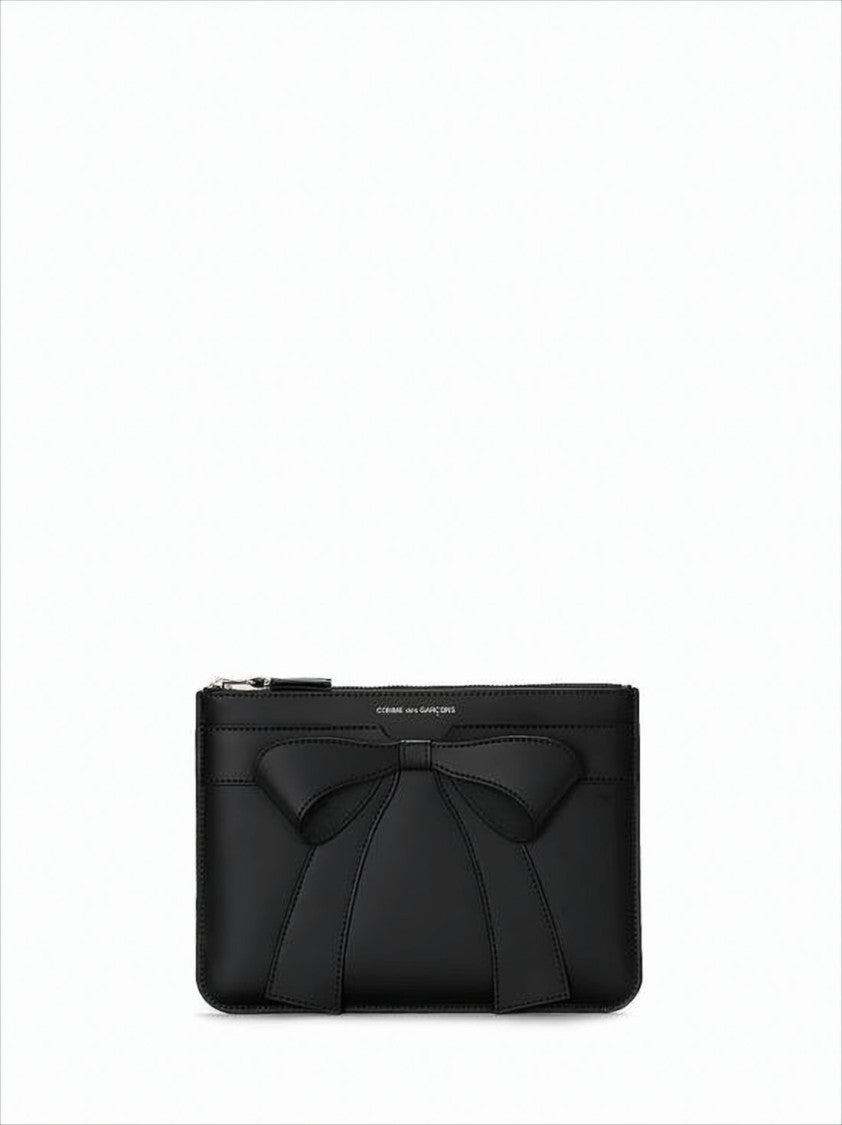 Comme Des Garçons Rectangular Black Cowhide Leather Clutch