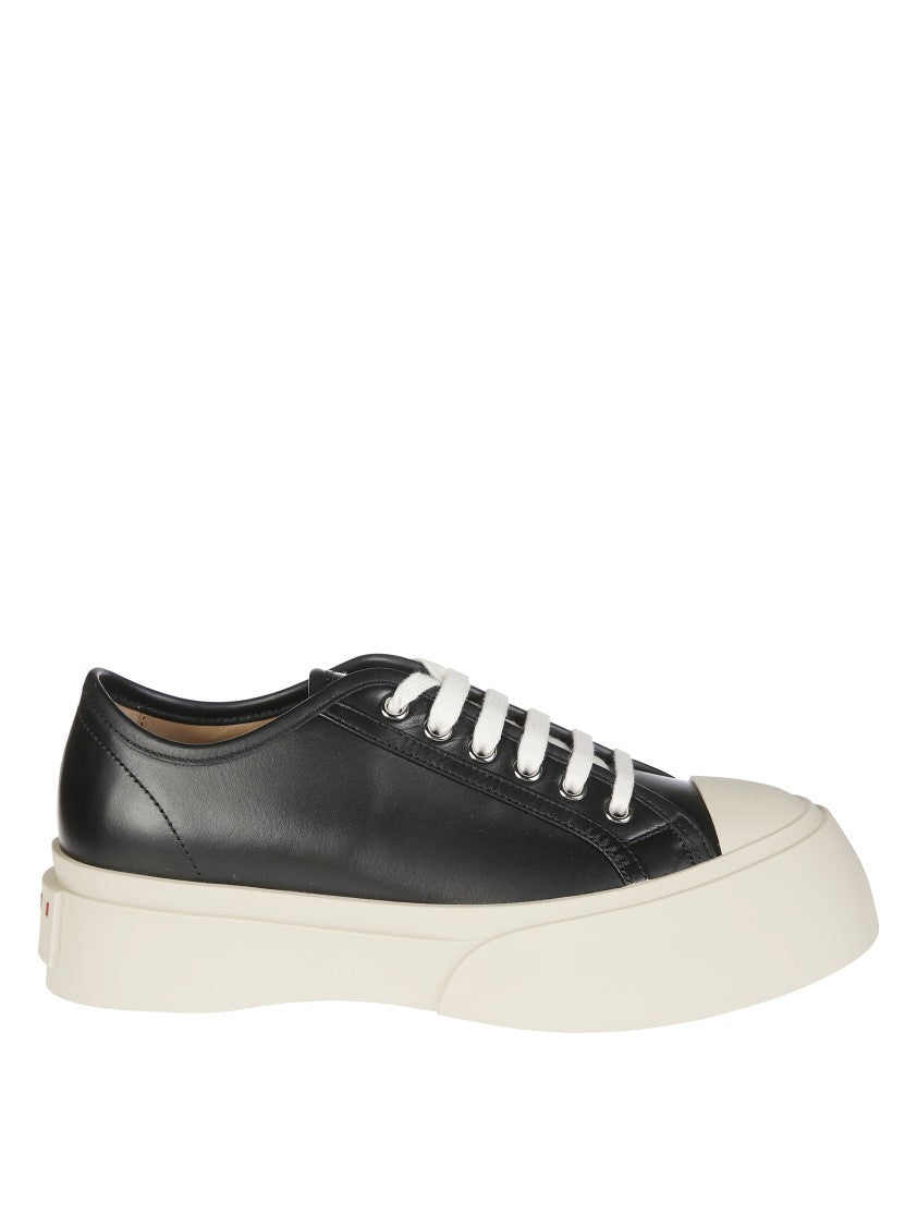 Marni Black Leather Sneakers With Rounded Toe