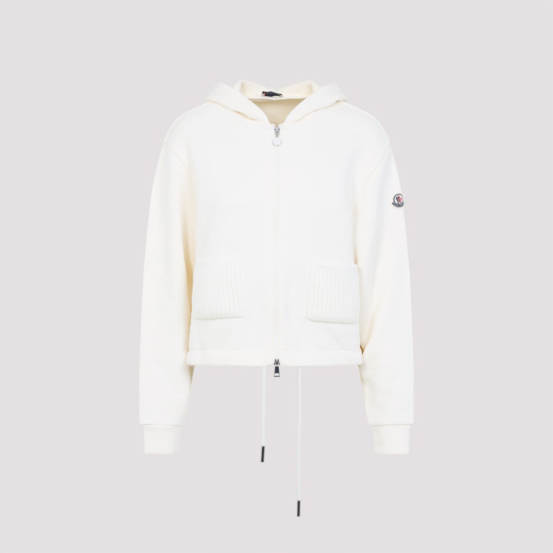 Moncler Contemporary Cropped Zip-Up Hoodie With Adjustable Drawstrings