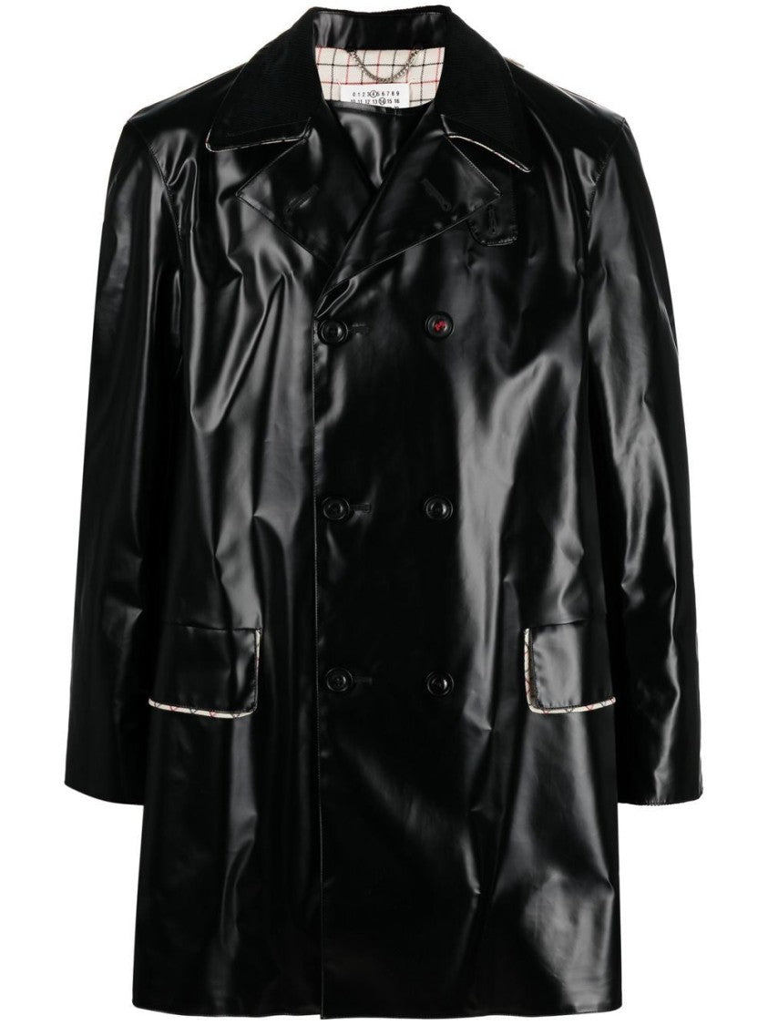 Maison Margiela Double-Breasted Leather Jacket With Glossy Finish