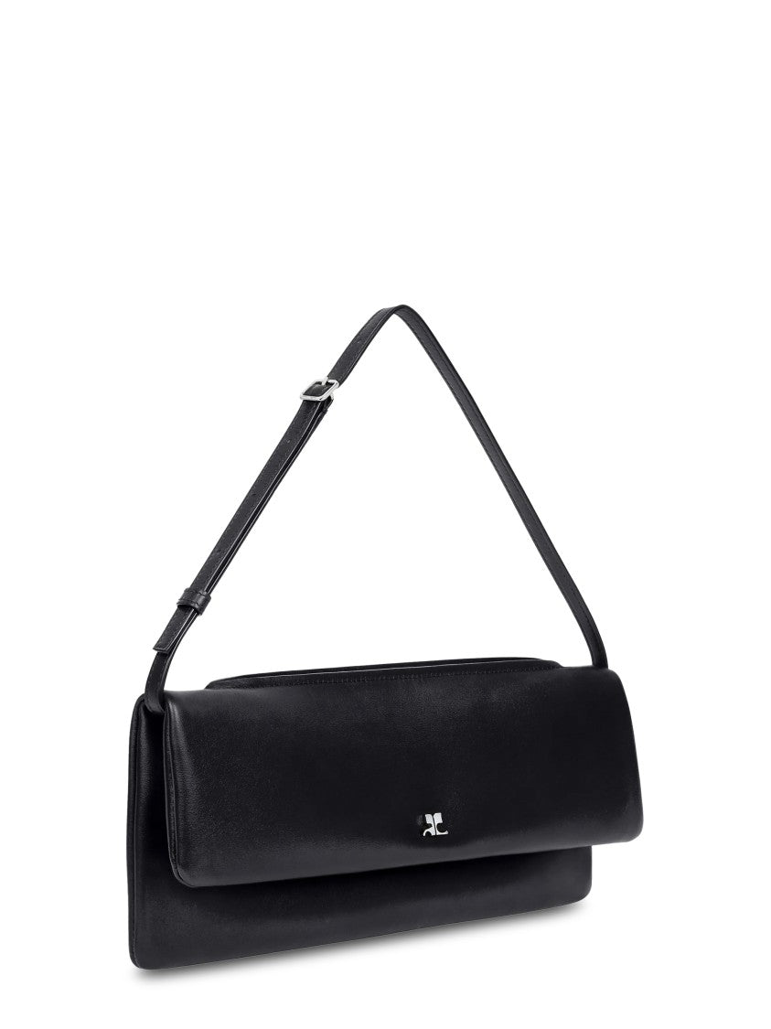 Courrèges Sleek Black Calf Leather Clutch