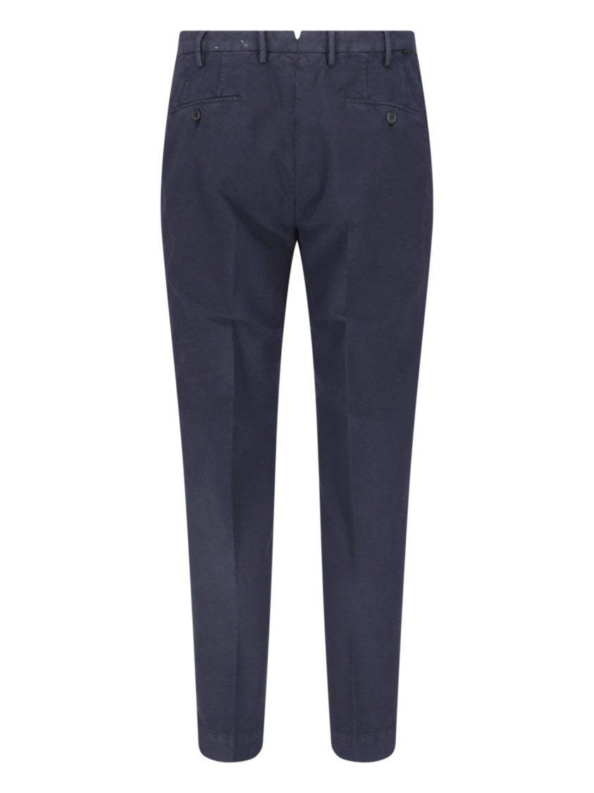 Incotex Blue Cotton Straight-Leg Pants