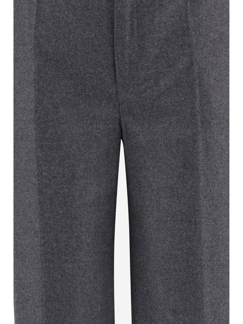 Sa Su Phi Grey Tailored Wide-Leg Wool-Cashmere Formal Pants