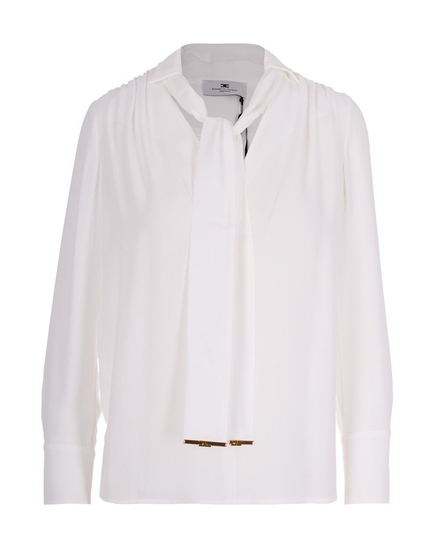 Elisabetta Franchi Viscose Georgette Blouse With Decorative Neck Sash