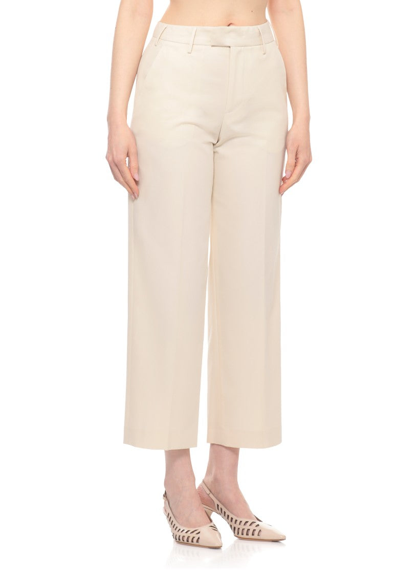 Pt Torino Ivory Hook Fastening Cotton Pants
