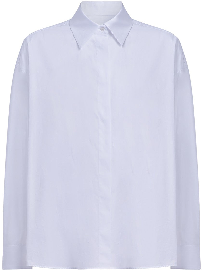 Dondup Oversized White Gabardine Shirt With Classic Collar