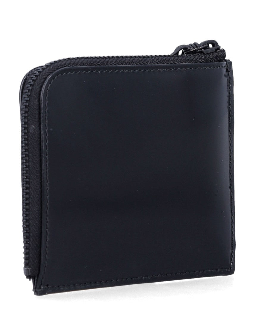 Comme Des Garçons Black Leather Zip Wallet With Multi-Tassel Closure