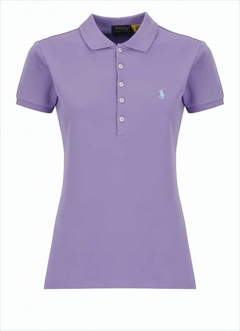 Polo Ralph Lauren Textured Knit Purple Polo Shirt With Classic Collar