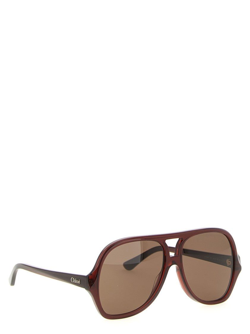 Chloé Aviator Acetate Sunglasses With Metal Logo Detail