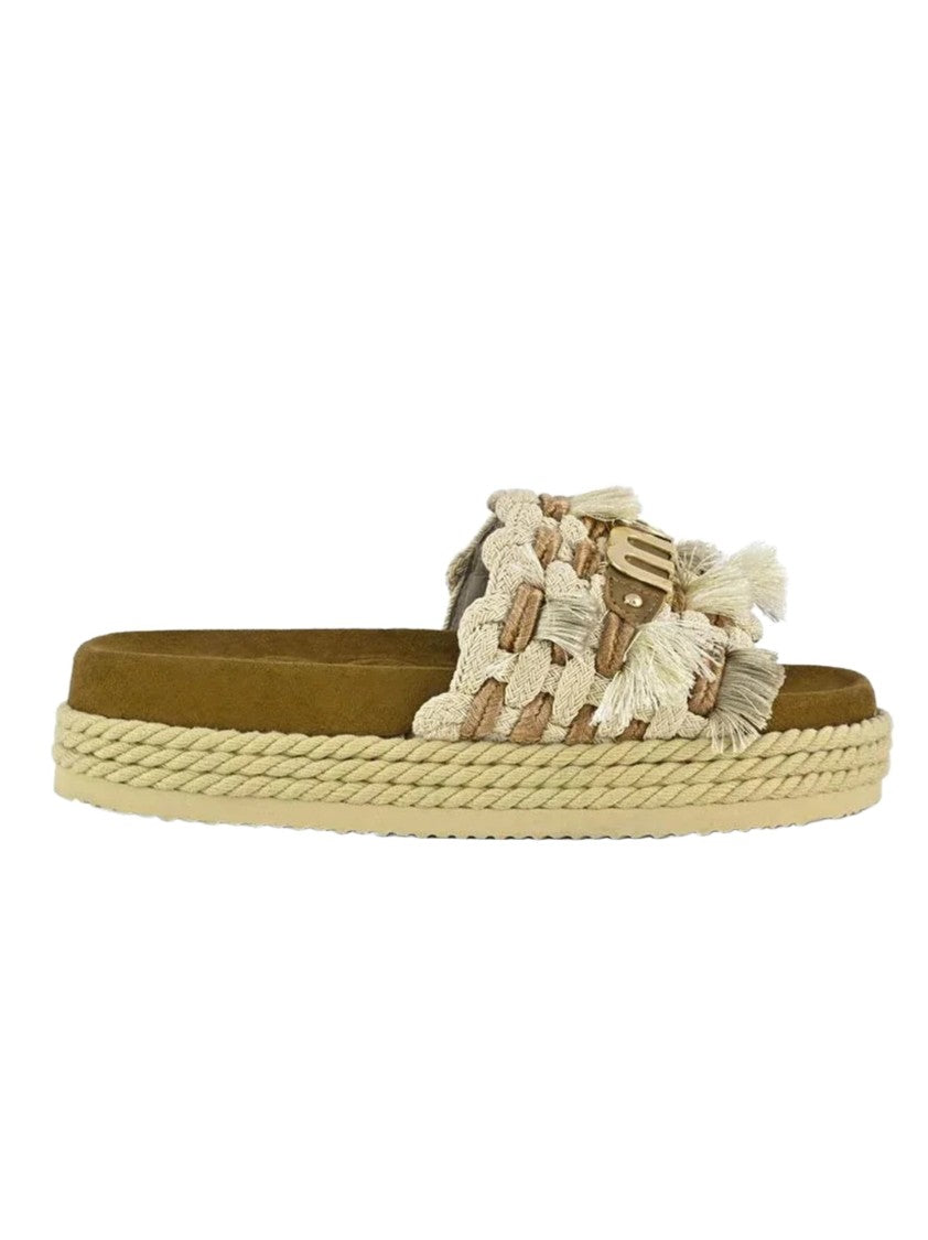 Mou Fringe-Detail Woven Rope Sandals With Cushioned Footbed