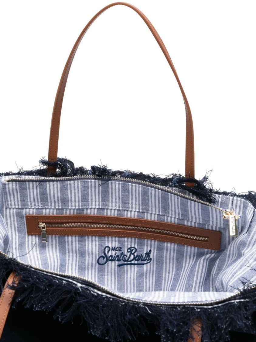 Mc2 Saint Barth Large Tote Bag With Frayed Edges