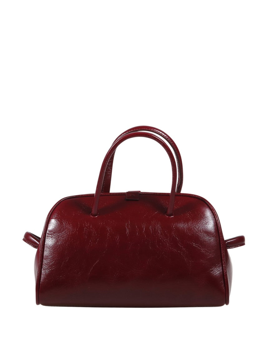 Jacquemus Elongated Burgundy Leather Bag With Knot Detail