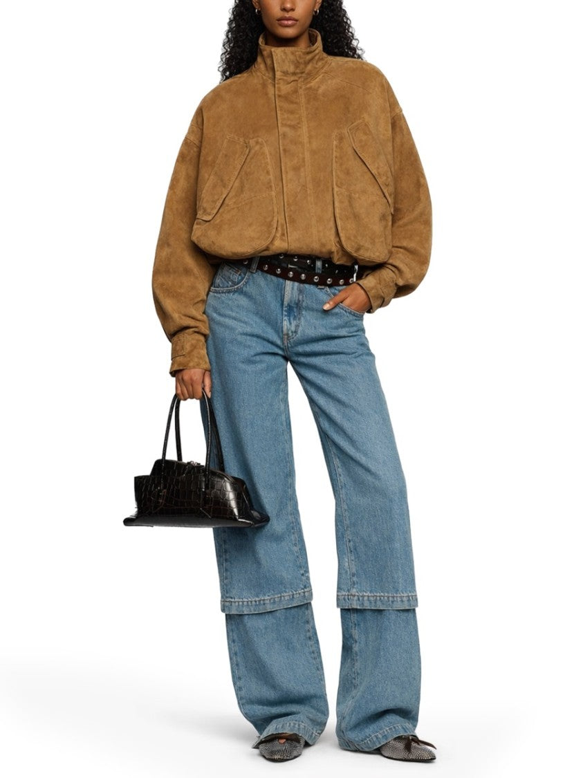 The Attico Wide-Leg Layered Seam Jeans