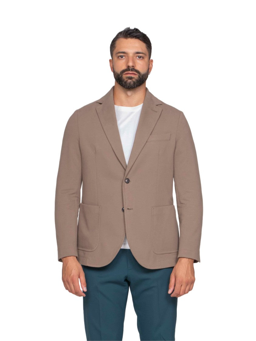 Circolo 1901 Structured Two-Button Brown Fleece Jacket With Notch Lapels