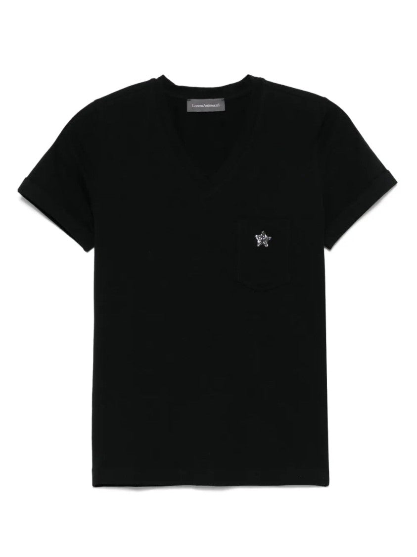Lorena Antoniazzi Black Star-Appliqué T-Shirt