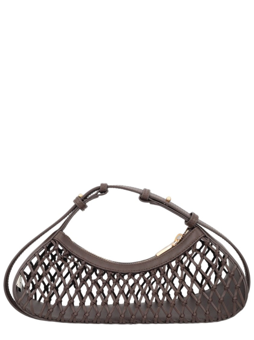 Cult Gaia Open Lattice Crescent Handbag With Adjustable Strap