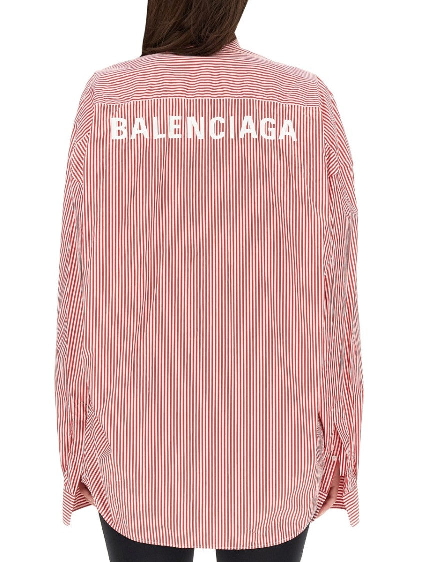 Balenciaga Minimalist White Oversized Shirt With Iconic Logo