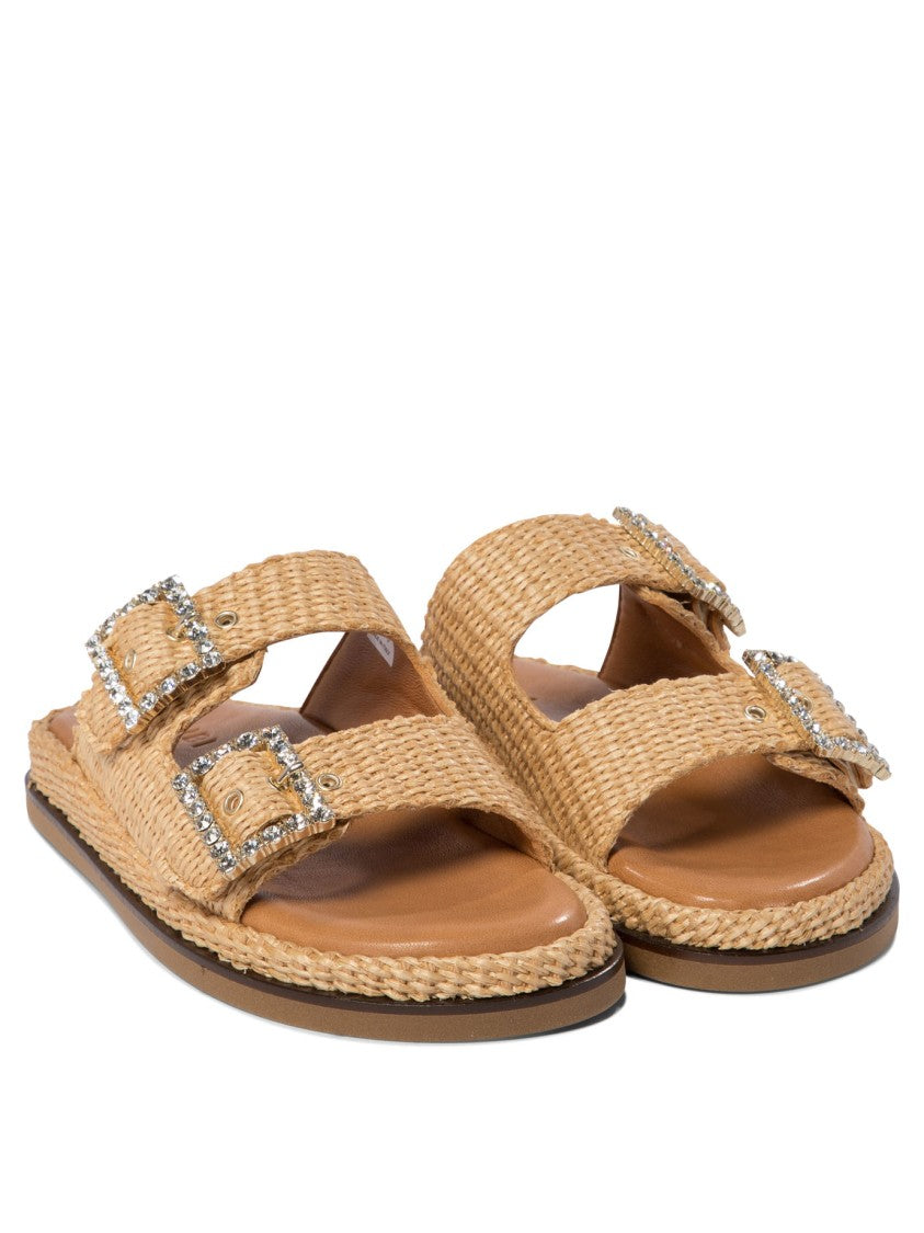 Alibi Beige Woven Raffia Sandals
