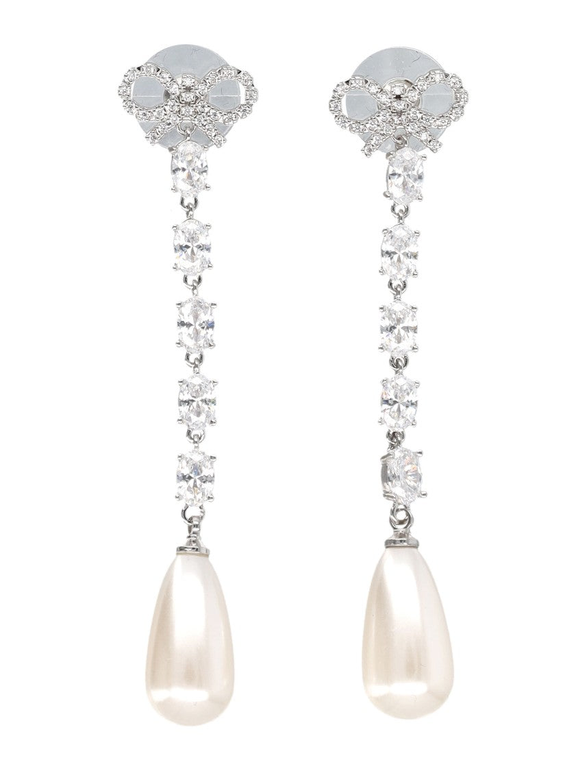 Self-Portrait Bow Pearl Droplet Earrings