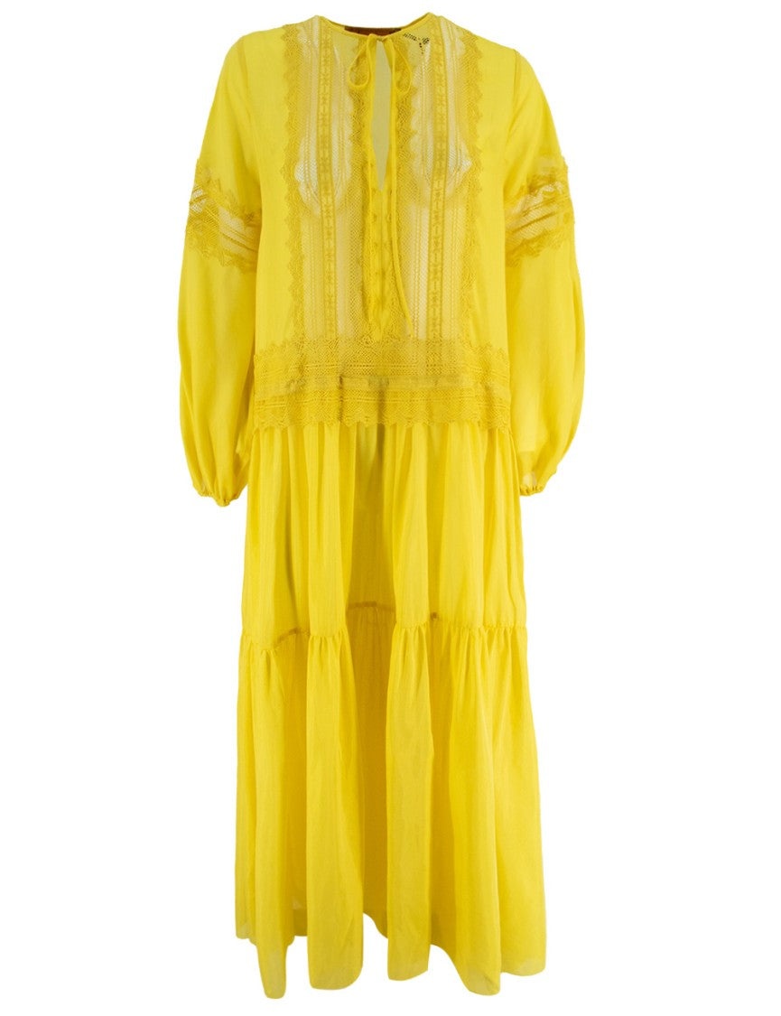 Ermanno Scervino Maxi Dress With Lace Inserts