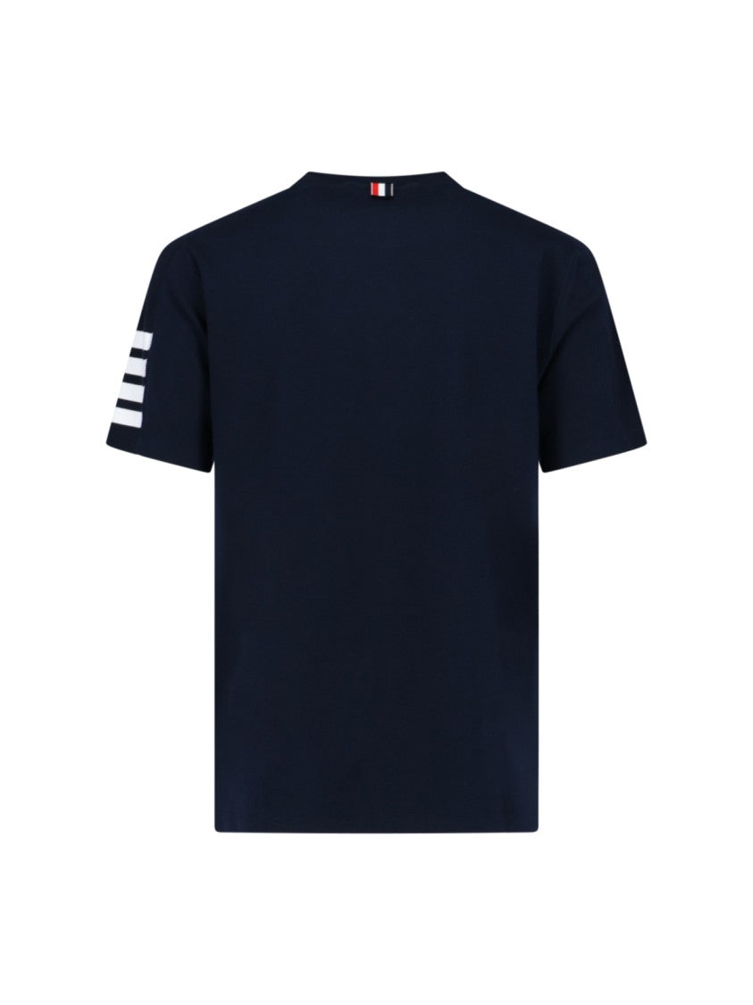 Thom Browne Crew Neck T-Shirt With Distinctive 4-Bar Logo